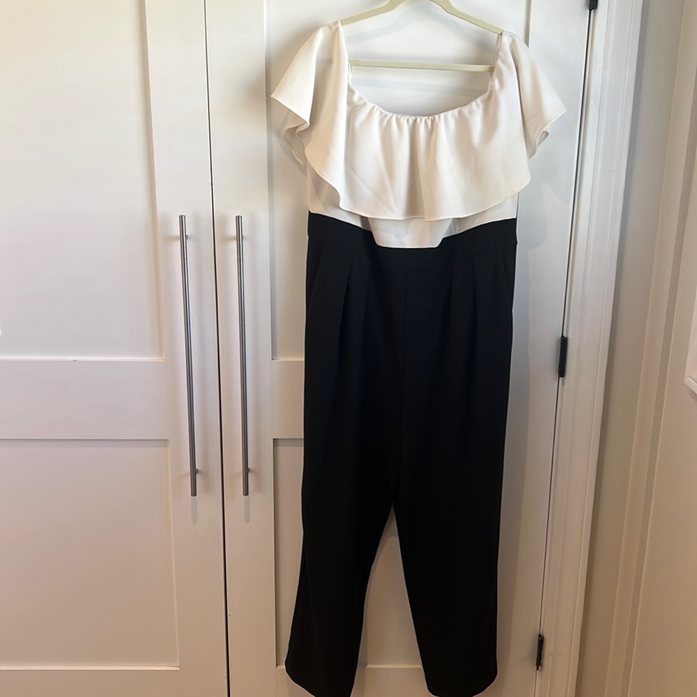 Eliza J black & white jumpsuit